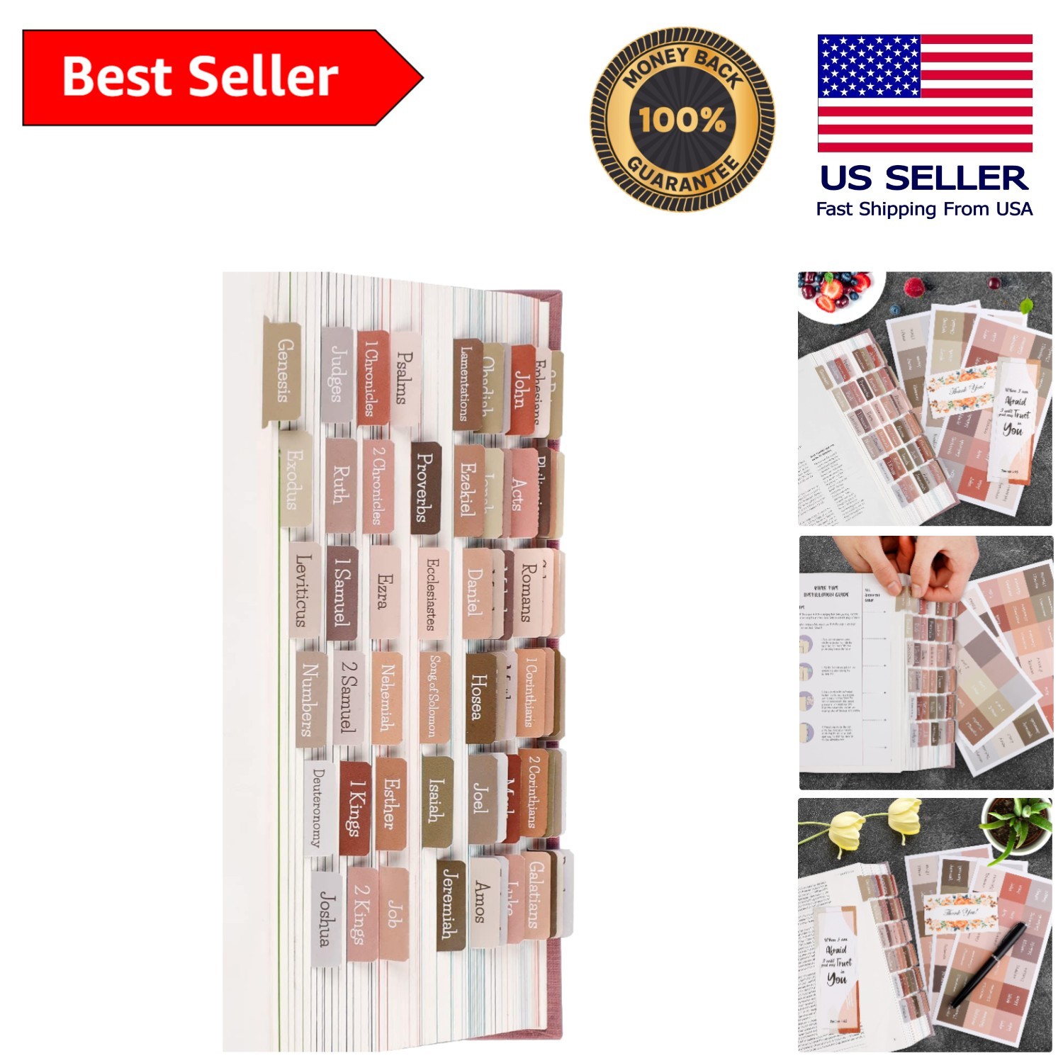 Laminated Bible Tabs - 90 Durable Tabs for Enhanced Study & Journaling