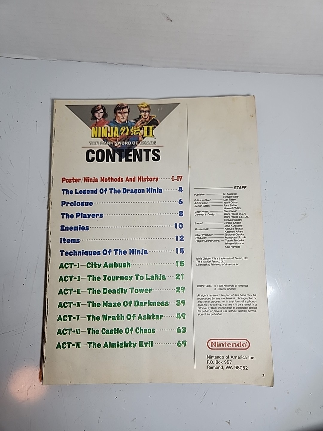 Ninja Gaiden II NES Nintendo Power Strategy Guide Hint Book #  *MISSING COVER*