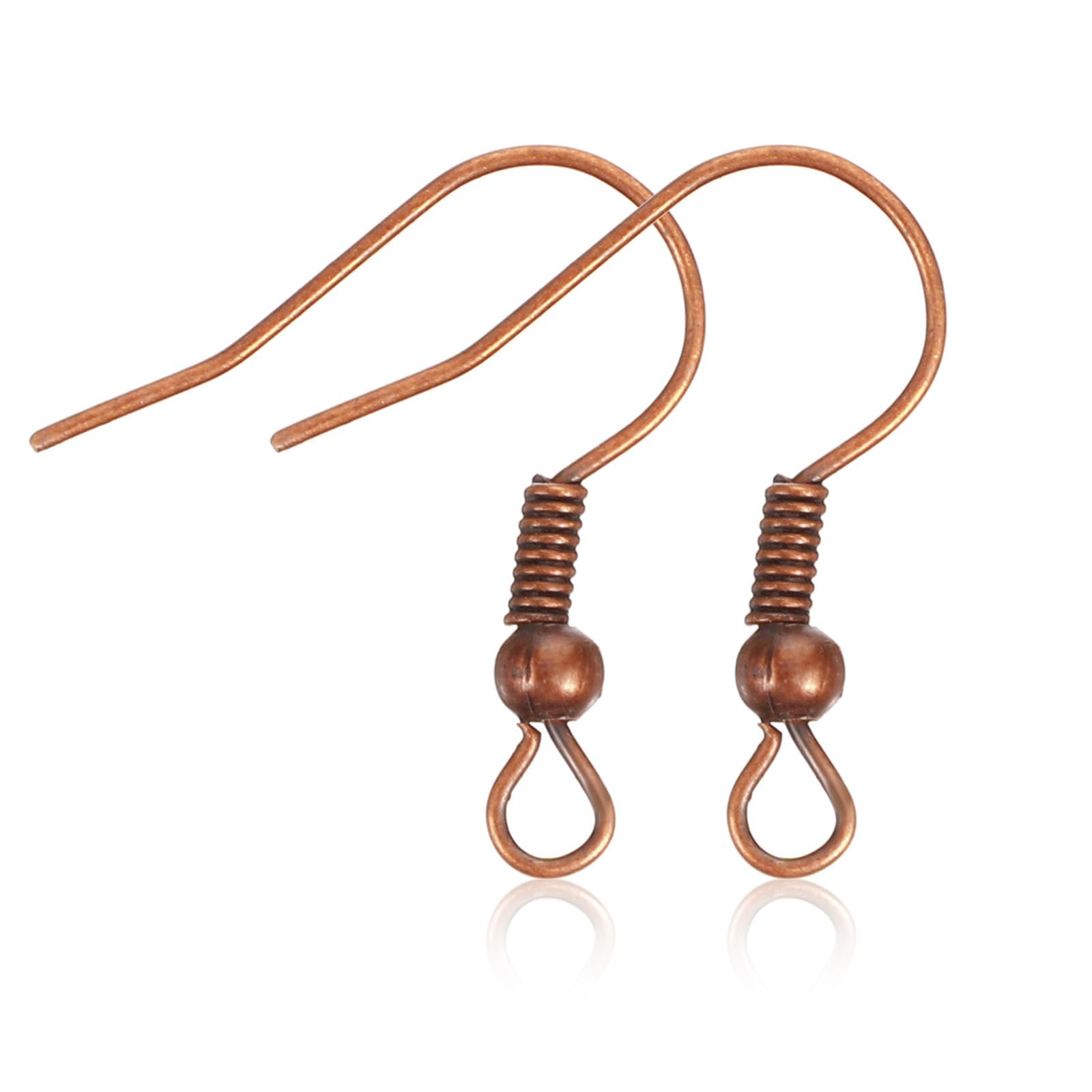 100Pcs Red Copper Earring Hooks, 20Ã—17mm Earrings with Ball and red