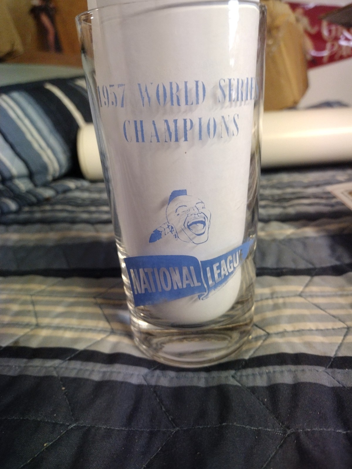 Milwaukee Braves 1957 Glass From Perini Family Vtg Original Baseball Souvenir