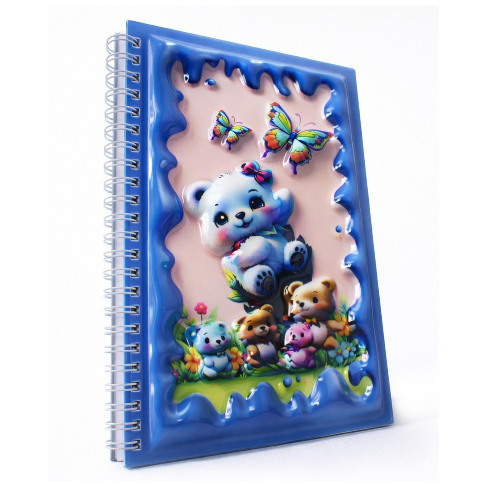 omatek smart technologies A5 3D Glossy Cover Spiral Notebook – Cute Zinc Blue 