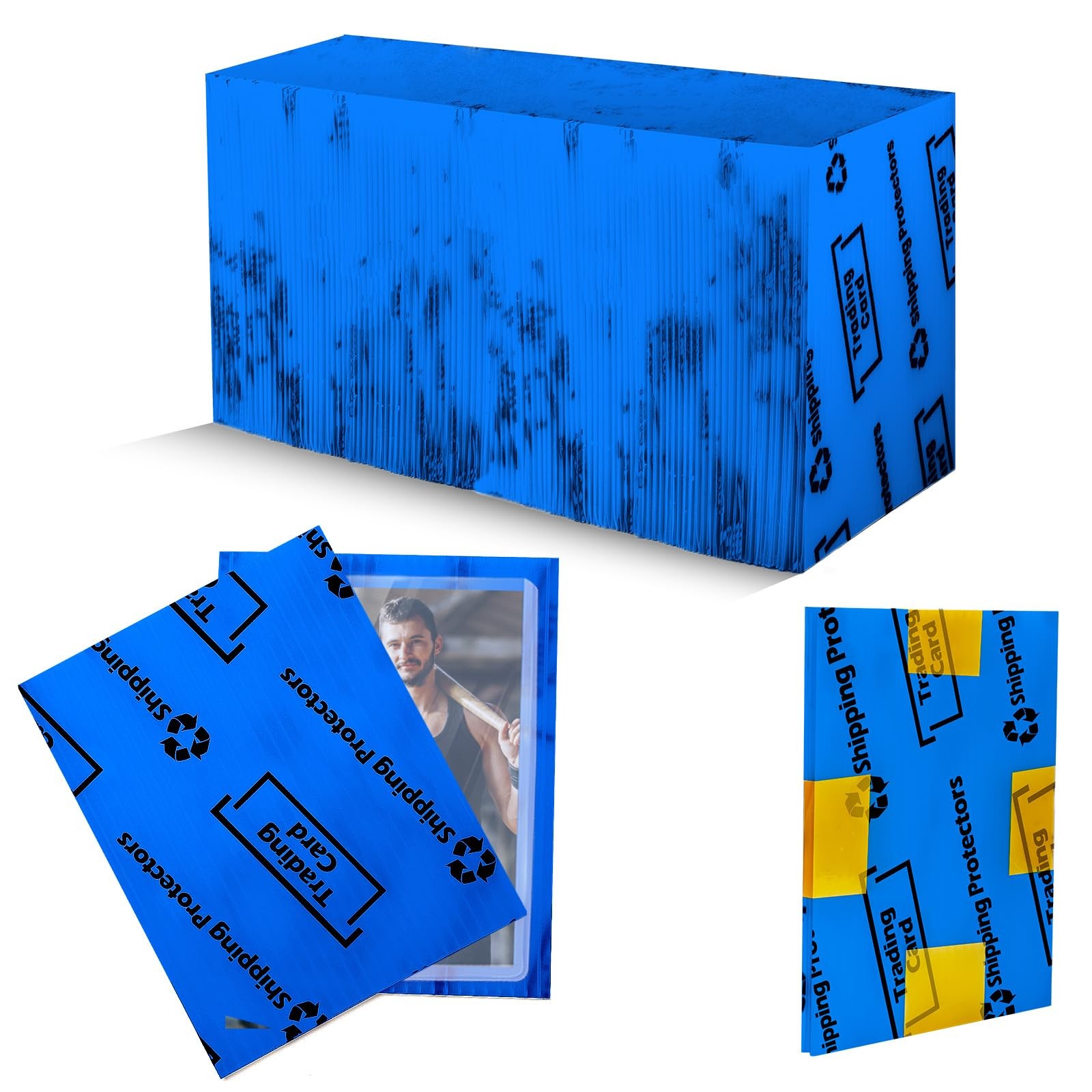 200 Pack Trading Card Shipping Protectors Supplies, AHIER Plastic Semi Blue 