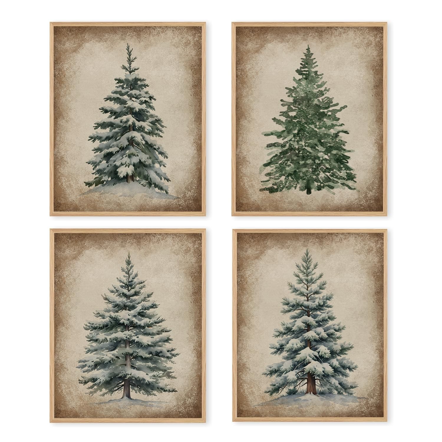 Boat Wades Vintage Christmas Tree Unframed Wall Art Prints,Vintage Botanical ...