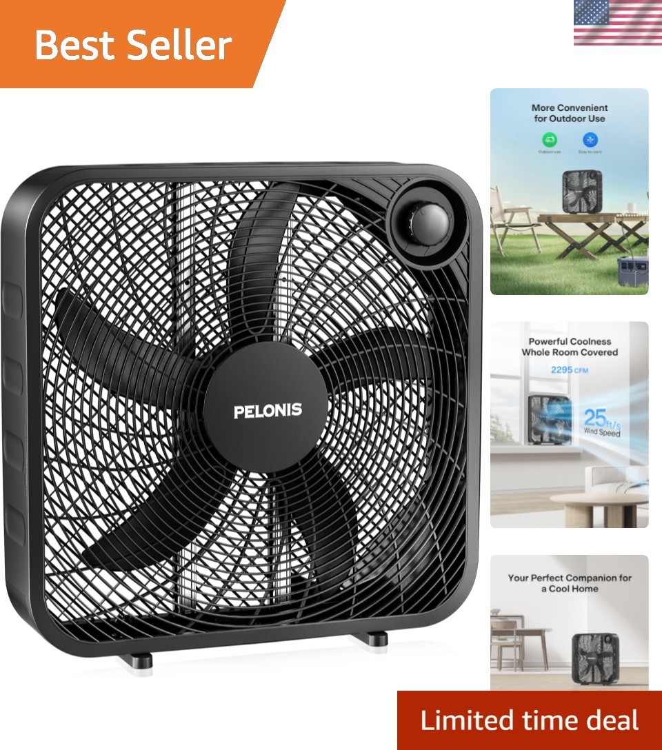 20 Inch Box Fan – 3 Speeds, Window Fans, Floor or Tabletop, 25ft/s, 2025 Upgr...