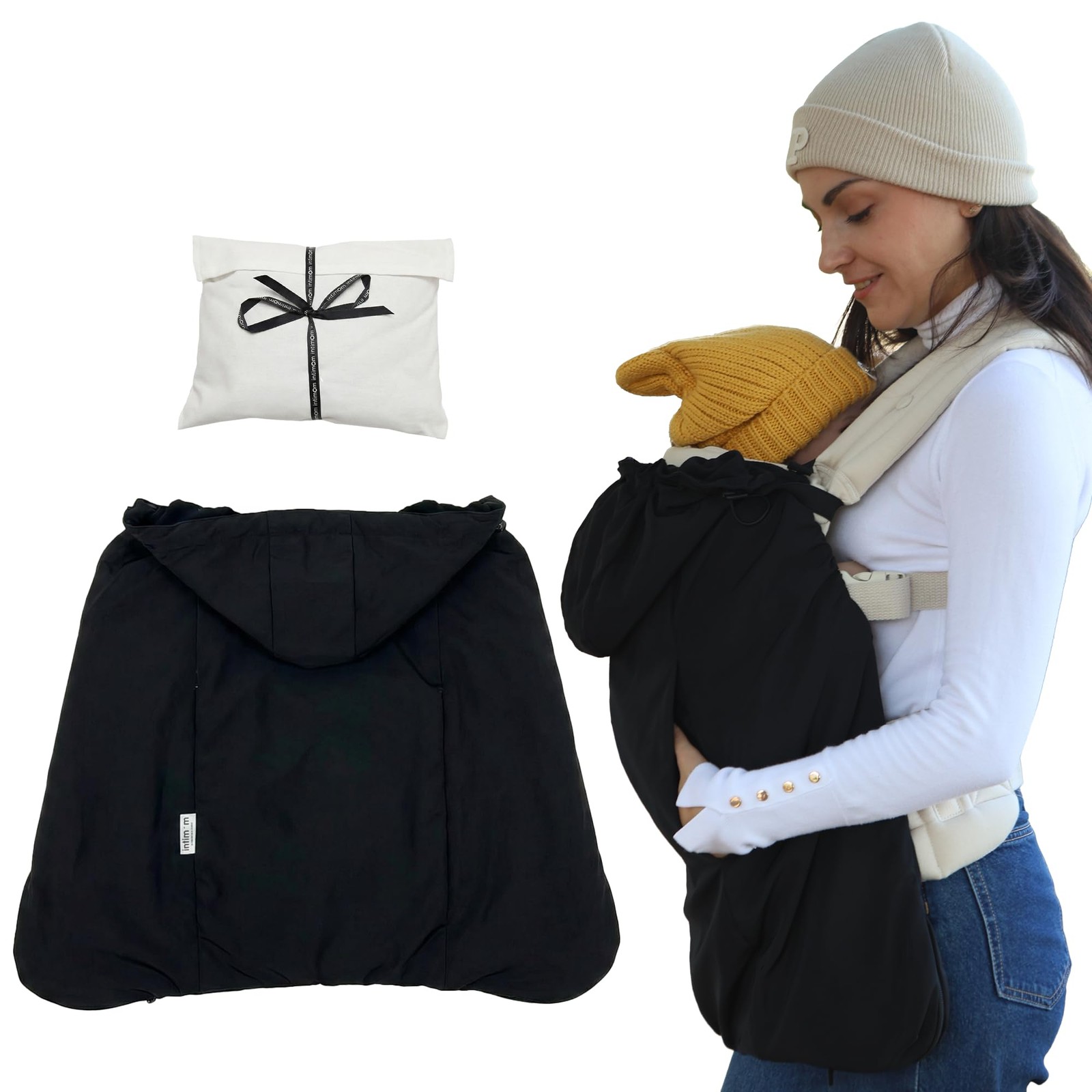 Baby Carrier Cover Winter with Detachable Hood - Windproof Winter Car Seat Co...