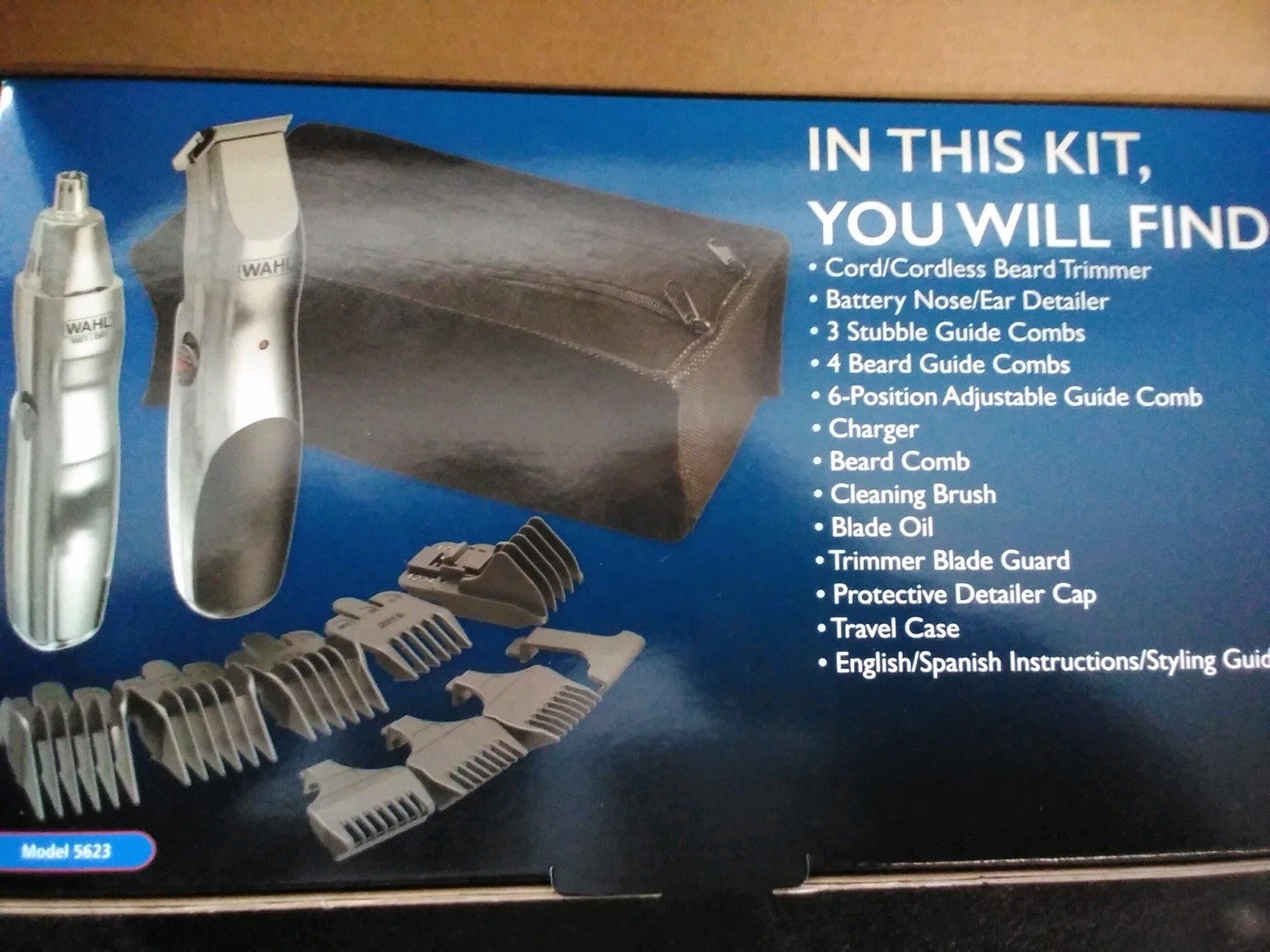 Wahl Beard Trimmer Grooming Kit Model 5623 Cordless Corded w/ Nose Ear Trimmer