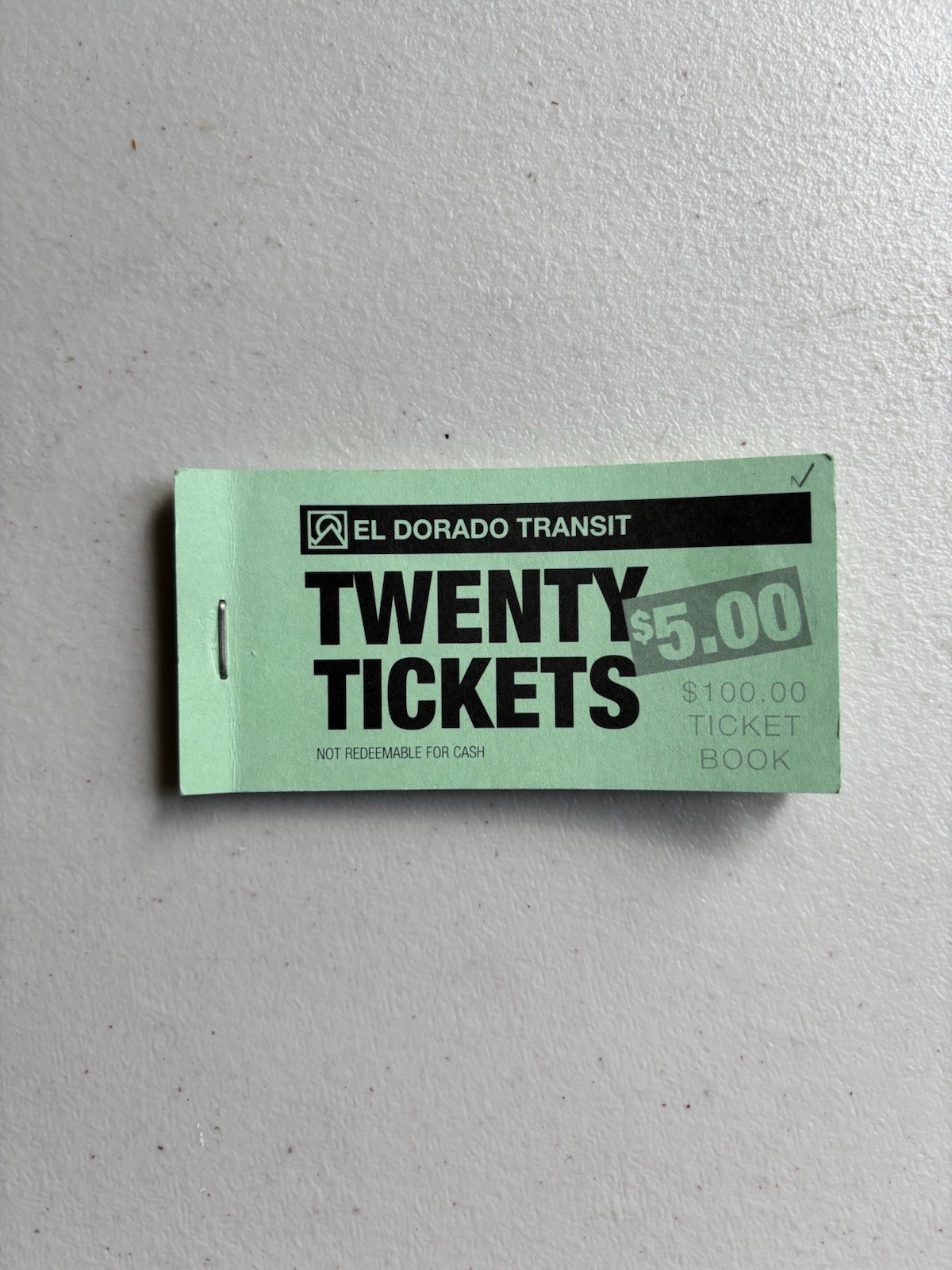 El Dorado Transit $5 X 20 Ticket Book: Commuter Bus Passes/Tickets