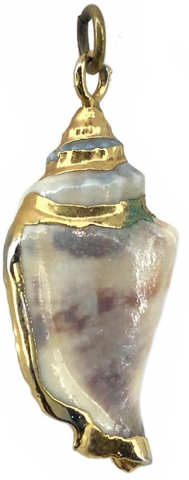 Vintage Natural Sea Shell Gold Tone Boho Nautical Conch Pendant Small Charm