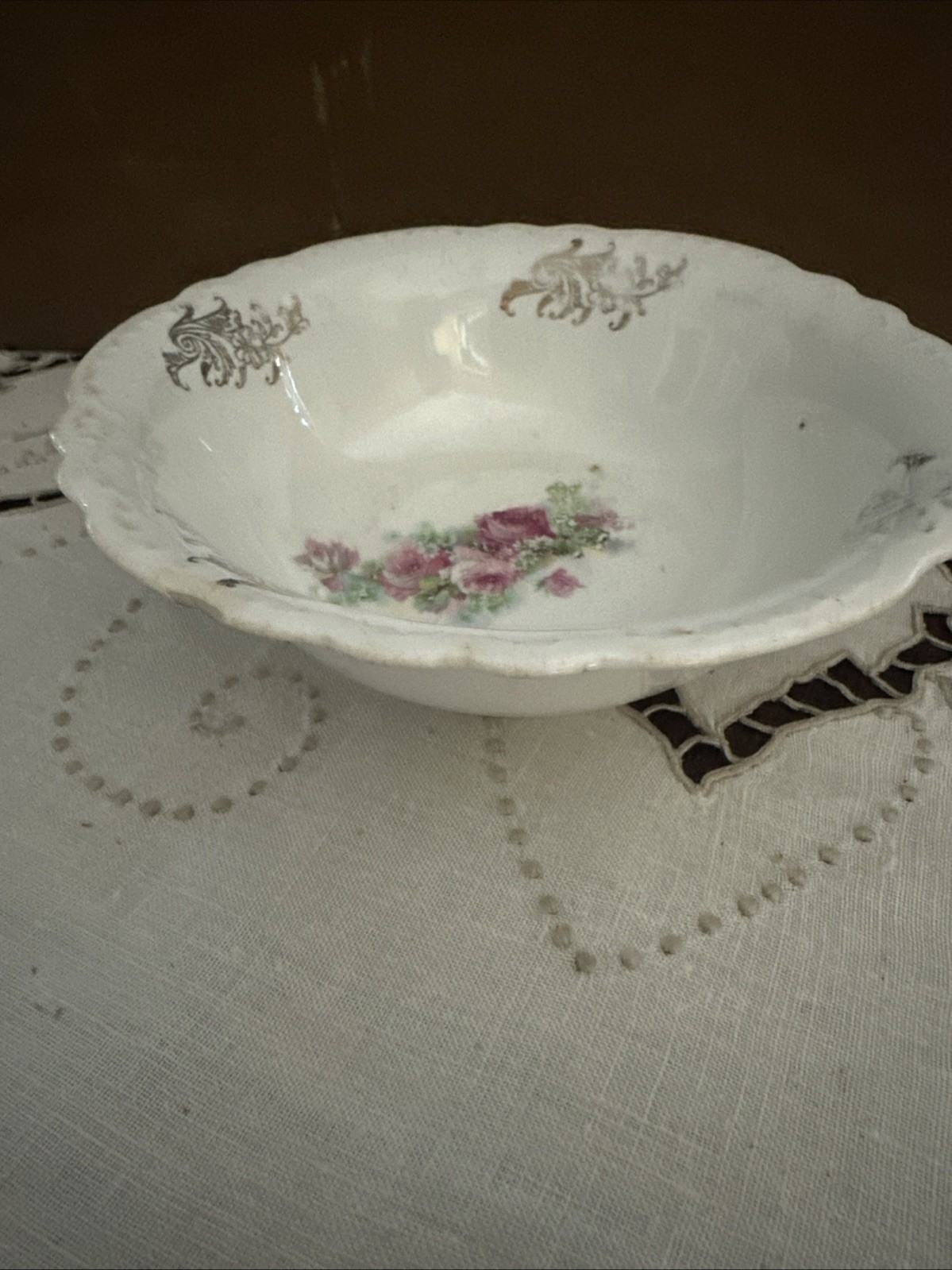 Vintage pottery Serving/Cereal Bowl Small floral 6.5” Diameter  2” Deep Stamped