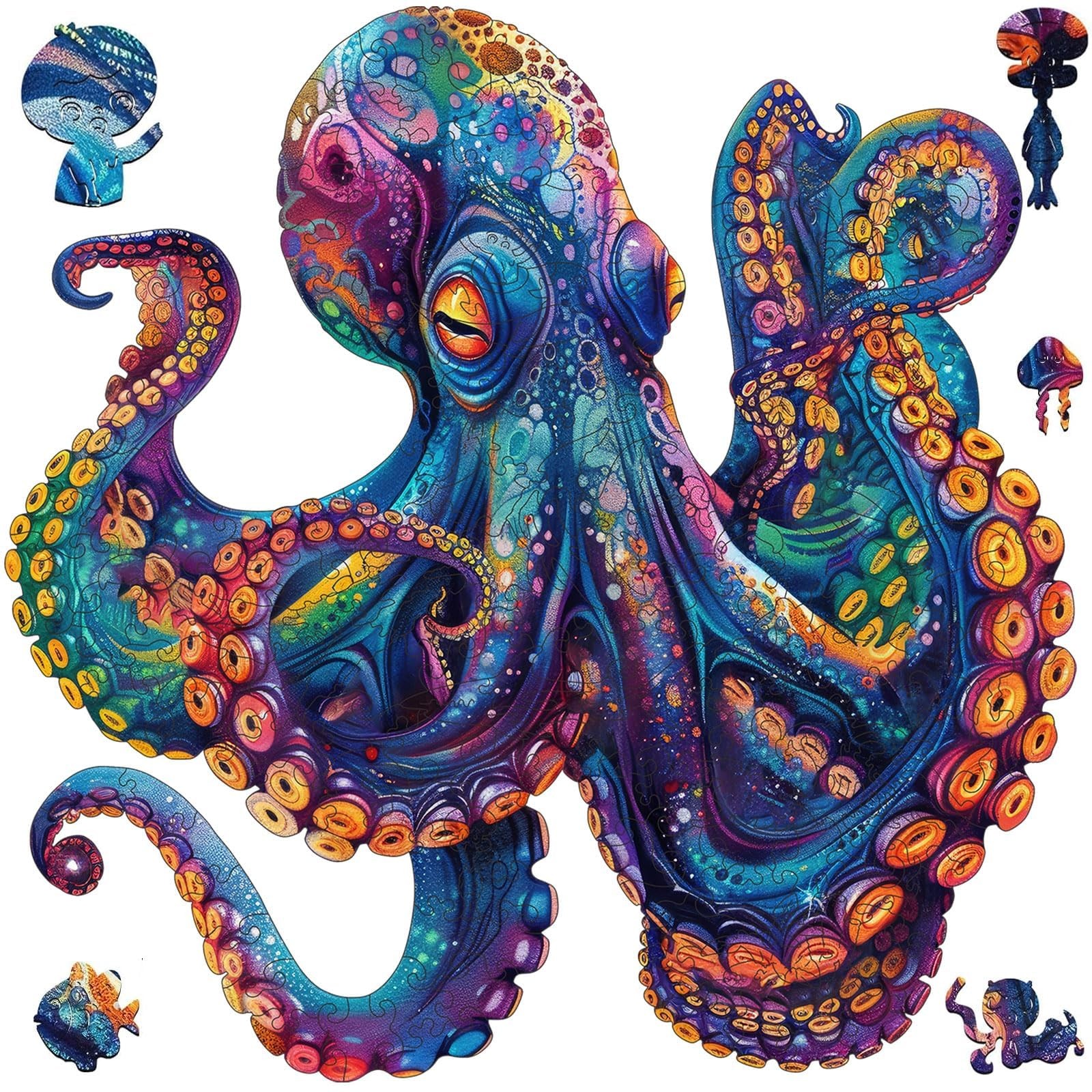 Wooden Puzzles for Adults, Octopus Ocean Jigsaw Puzzles 200 Pieces, Cool Wood...