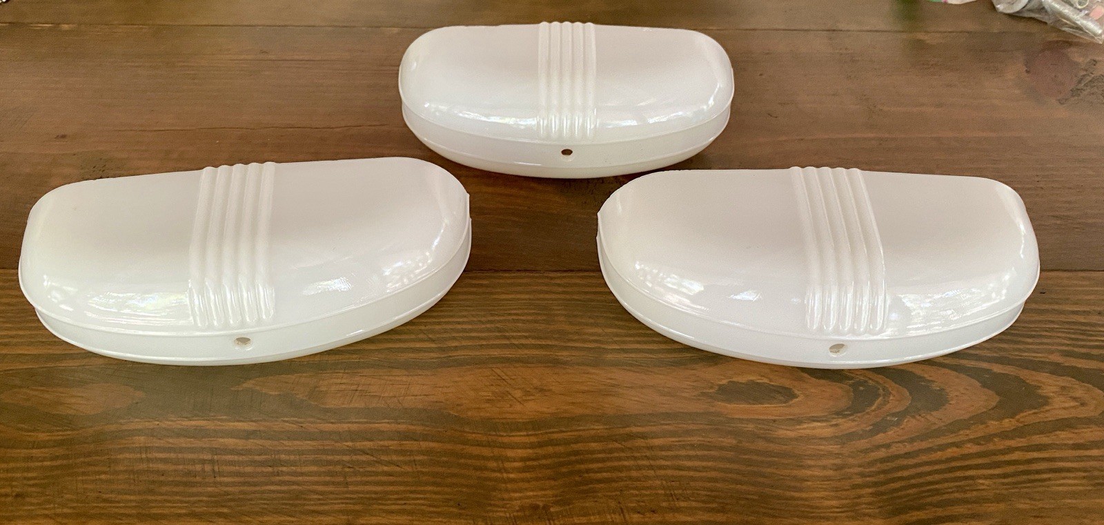 3 Vintage Art Deco Porcelier Wall Sconce MCM Light Shade Milk Glass Subway