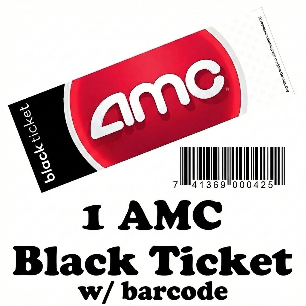 1 AMC Movie Theatres Black Ticket, No Expiration, 15-Min Delivery With Barcode