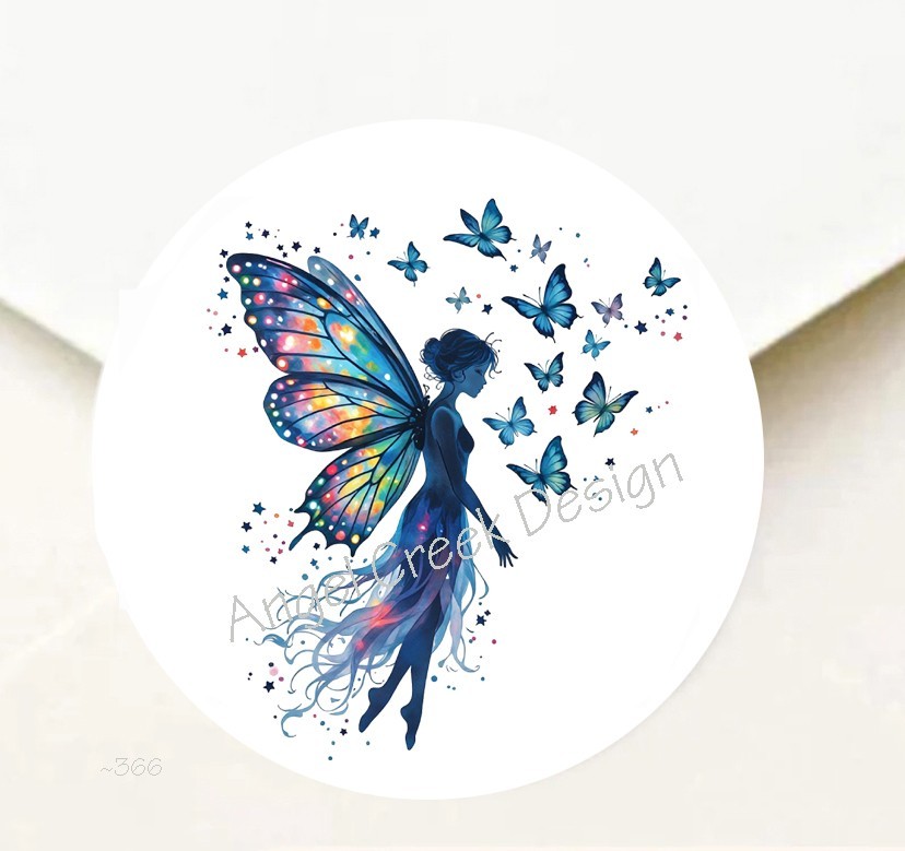 BLUE BUTTERFLIES FAIRY PARTY FAVORS SCRAPBOOK STICKERS ENVELOPE SEALS LABELS