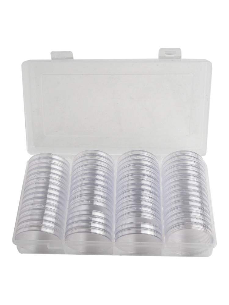 Transparent Coin Capsule Organizer 60pcs 41mm Diameter Storage Box Set