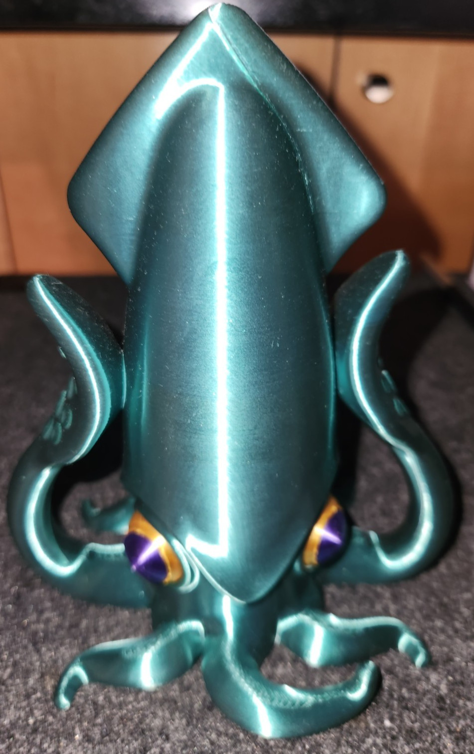 Squiddy Piggy Bank, 3D printed, 7" height, silk green
