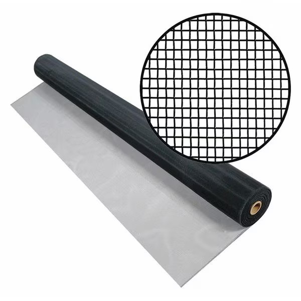 Door and Window Screen, Aluminum, 72 in W, 50 ft L, 0.01 in Wire Dia, Black