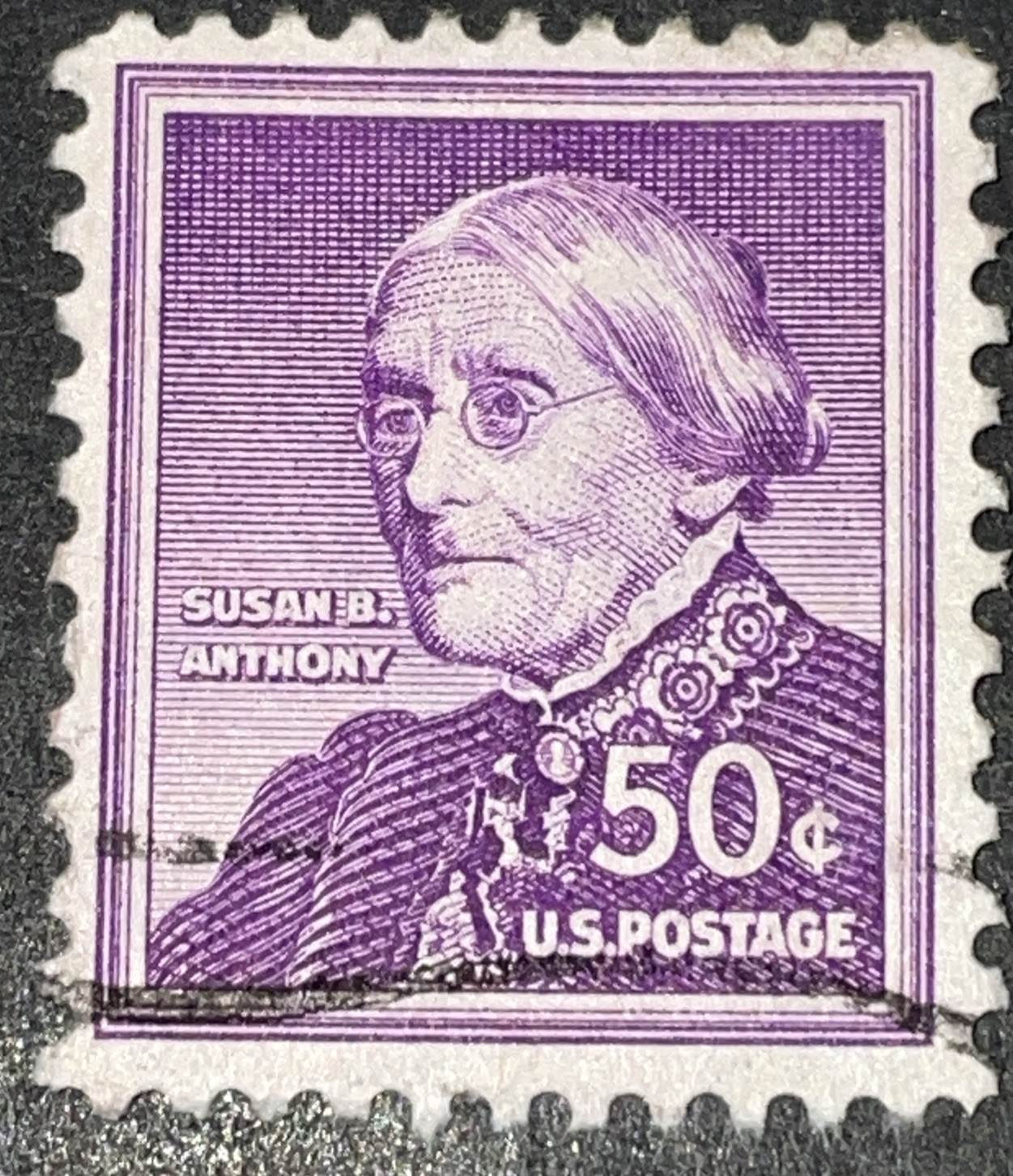 US Scott # 1051 Used Susan B. Anthony"  50c JUMBO; GEM; FACE-FREE CANCELLATION