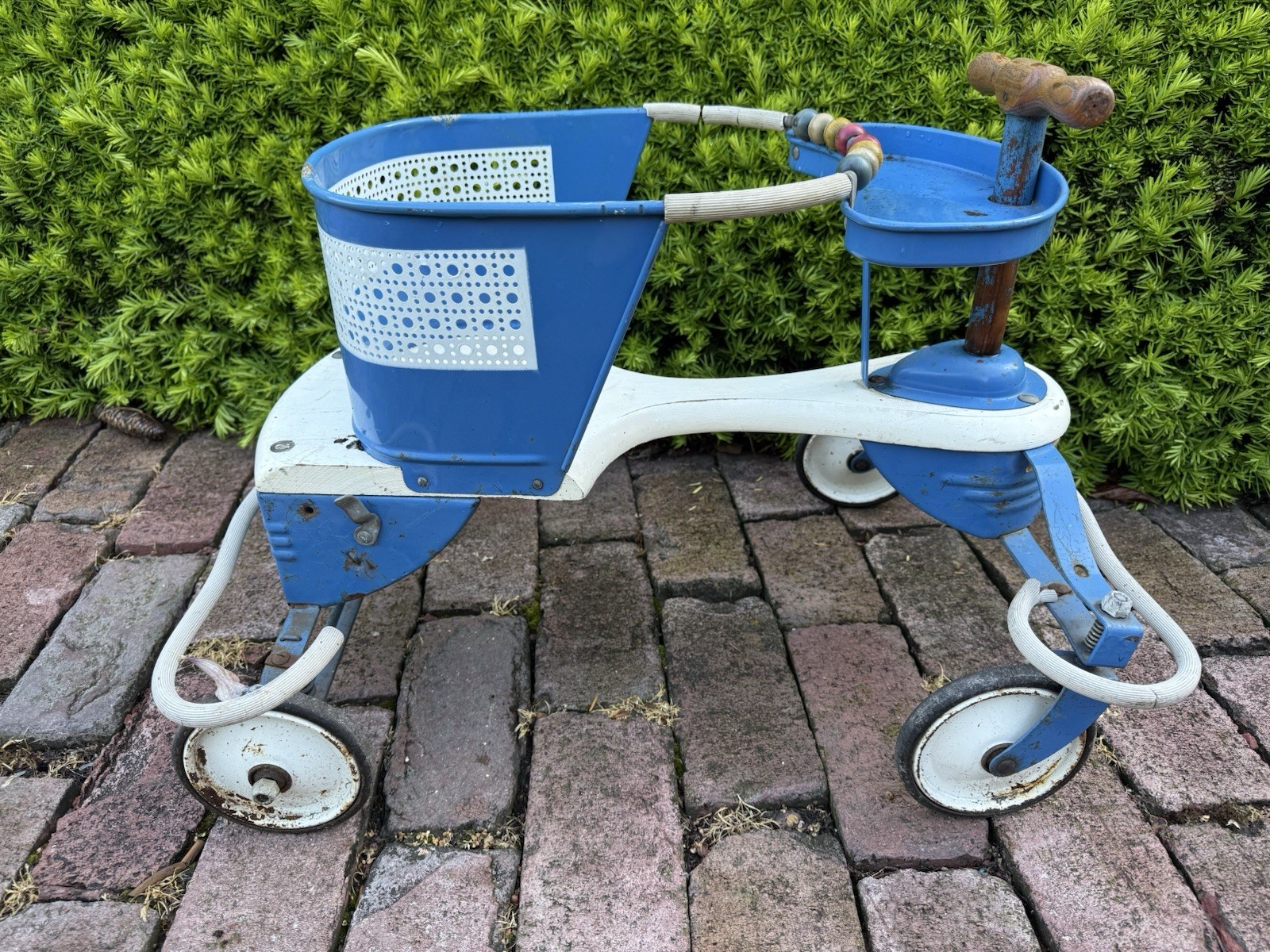 Antique TAYLOR TOT Buggy CHASSIS Tray Wheels Metal Baby Stroller Walker 50s 60s