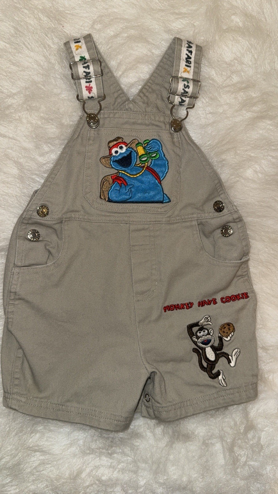 Vintage Cookie Monster Overalls Size 24M Toddler