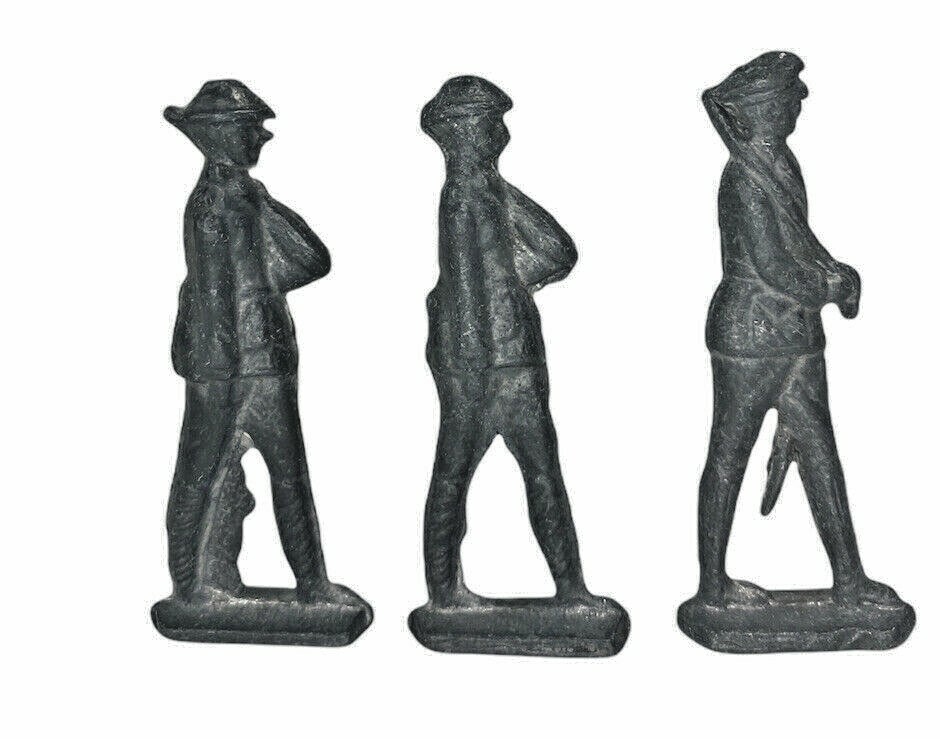 Vintage Metal Toy Soldier Figure Marching Lot Of 3