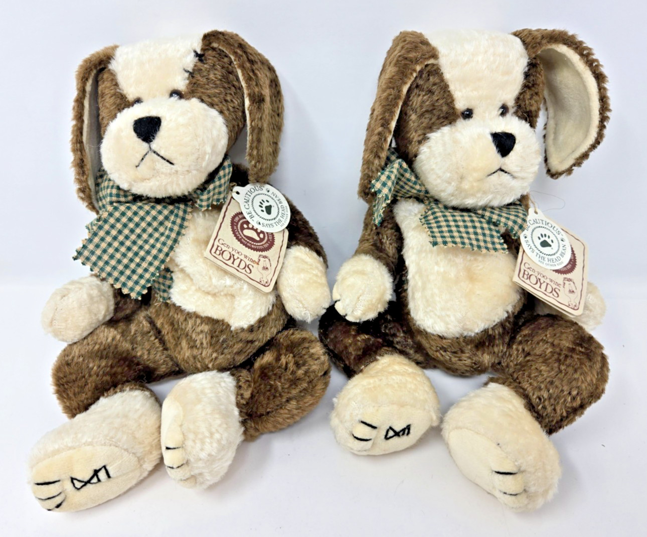 LOT: 2 Boyds Bear Bowser Barksalot Dog Plush 2001 Bean Bag Weighted 54000 Puppy