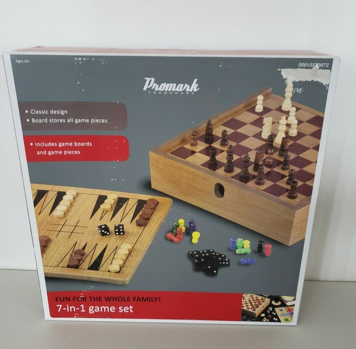 Promark 7 in 1 Game Set w/ Game Board Lid, Storage Box  & Instruction Manual 