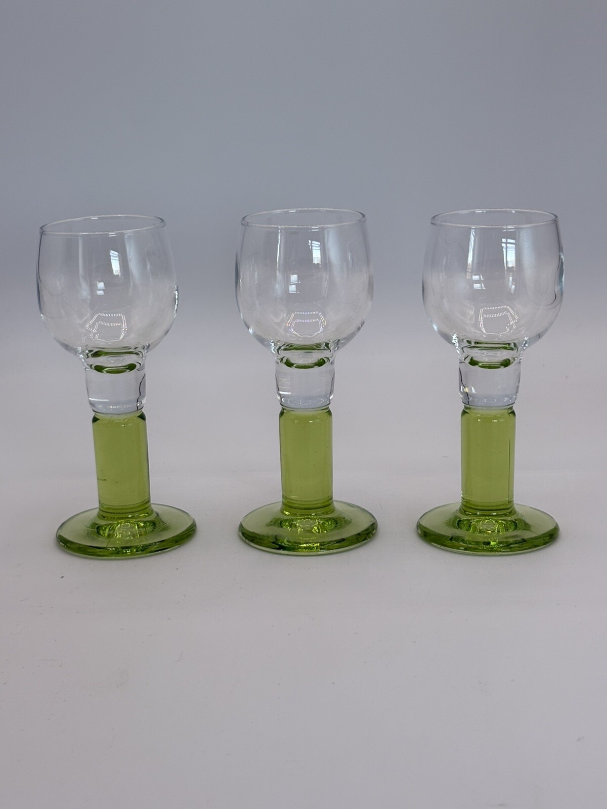 3 Lime Green Stem Liqueur or Port Glass ~ Bormilio Rocco Limocino Goblet Cordial