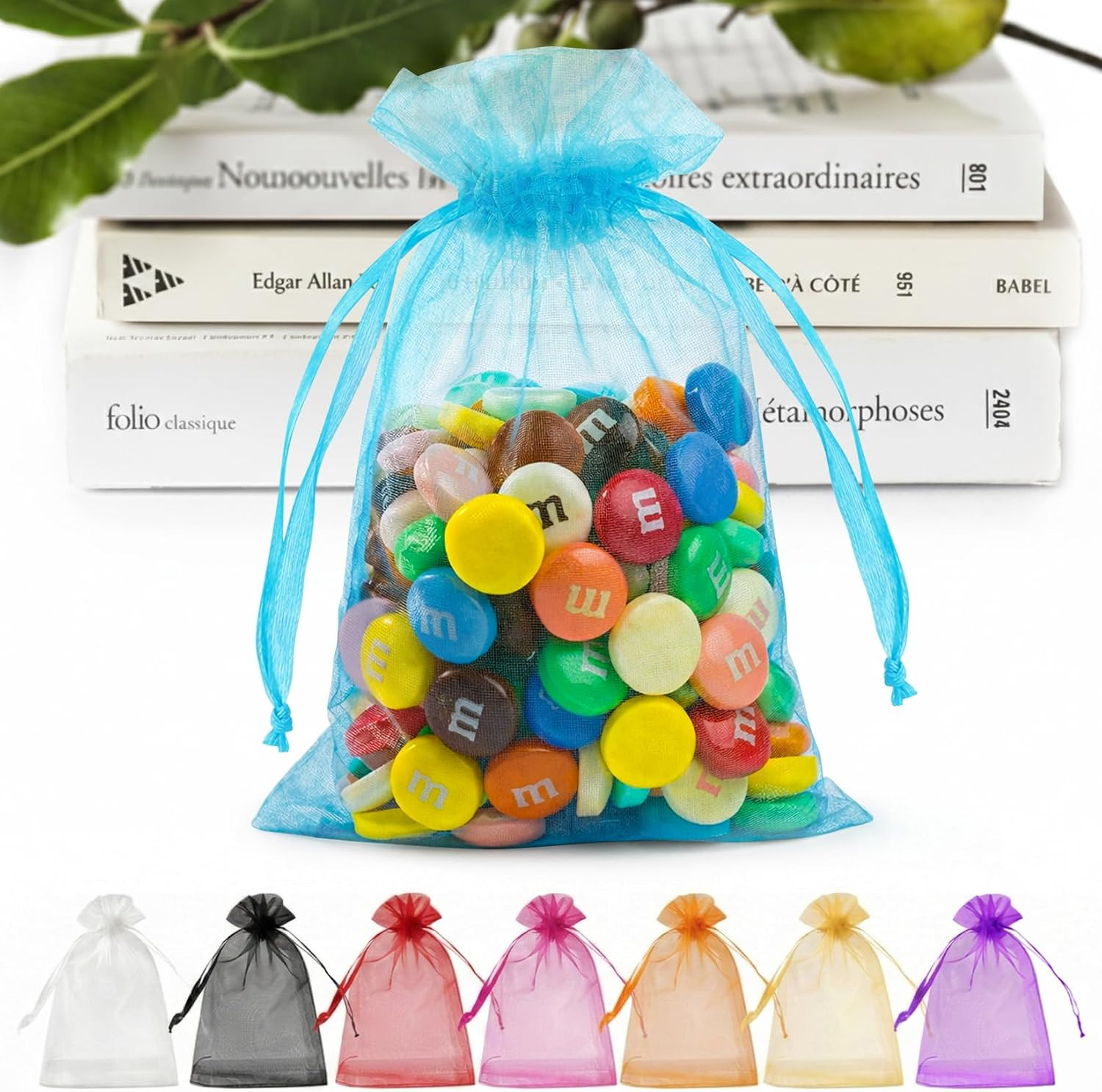 50 Pack Organza Bags 5x7 Inch, Mesh Bag Drawstring for Jewelry Crafts Party Favo