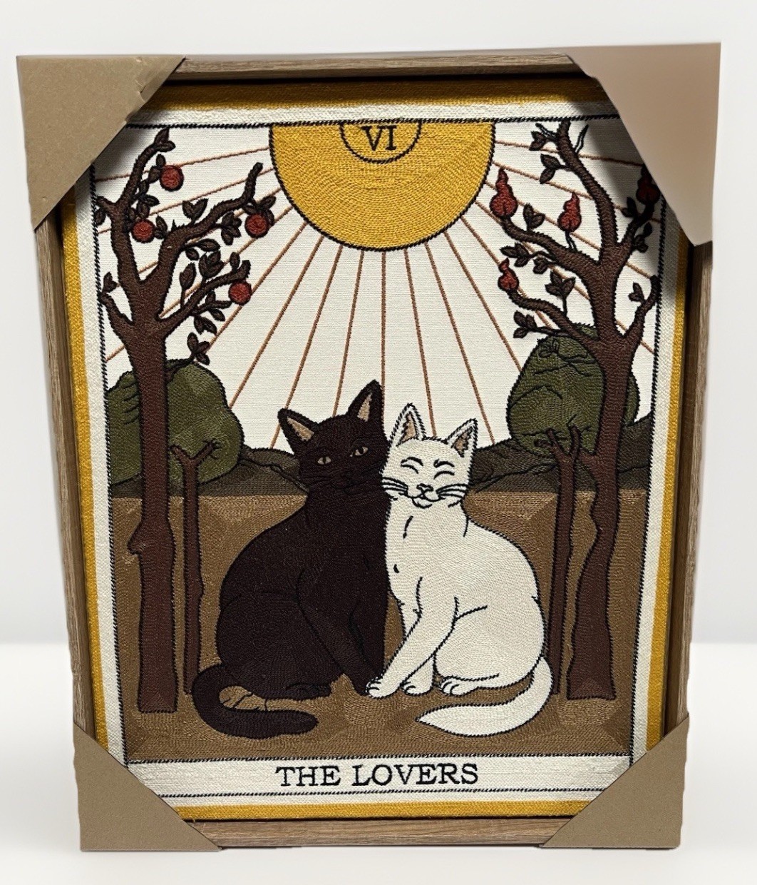 New BP Home Textile Embroidery Woven Wall CAT Art THE LOVERS Decor 17”X 21”