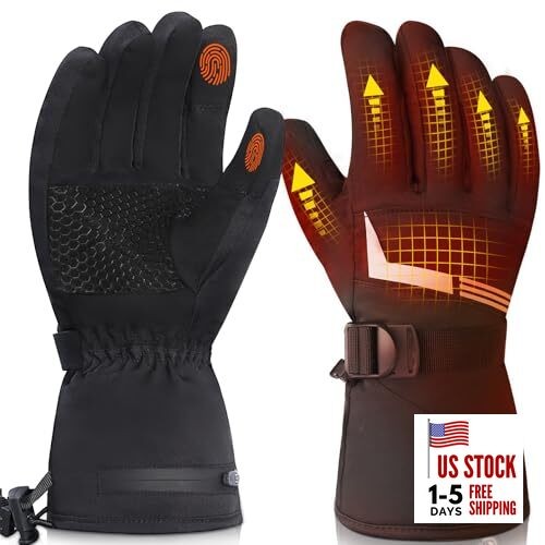 Heated Gloves 7.4V 3200mAh Waterproof Rechargeable Electric Gloves for Large