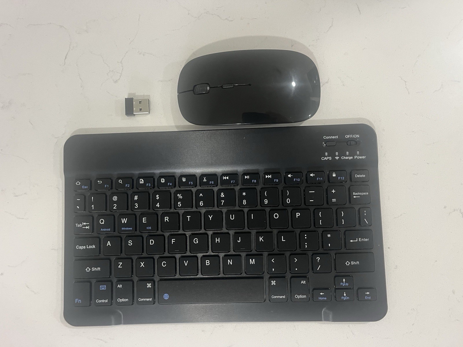Wireless Compact Keyboard and Mouse Bundle, Portable, Black, QWERTY Layout