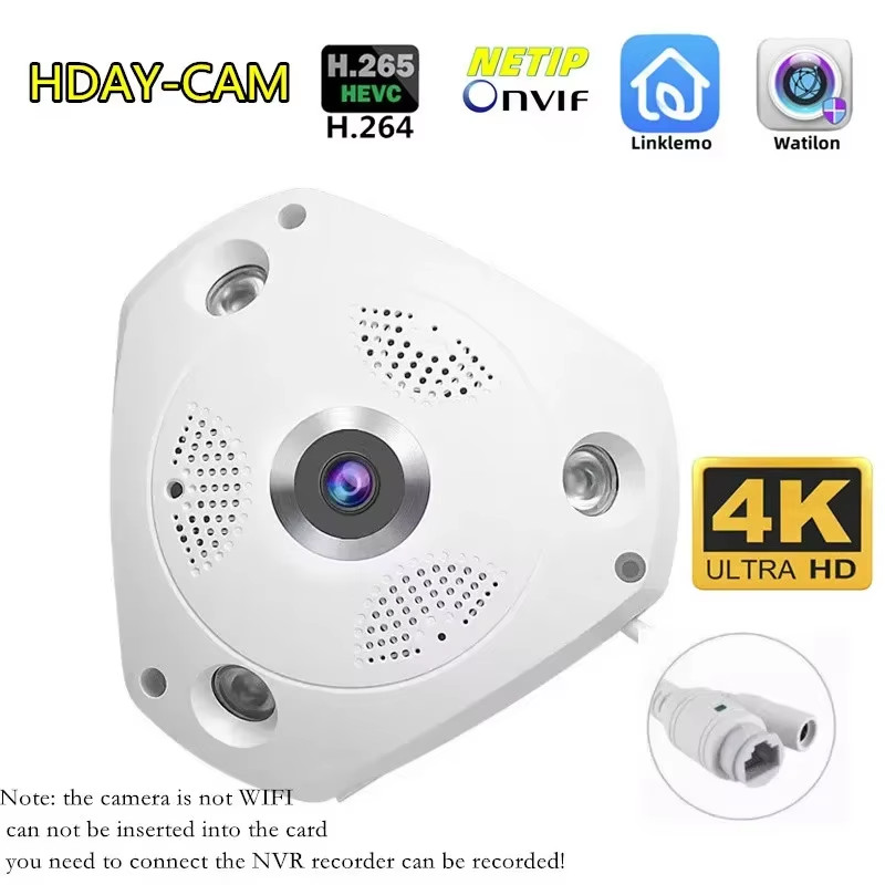 4K 8MP 5MP Fisheye Camera IP 1080P POE Indoor Home Security Panaromic 180 360 De