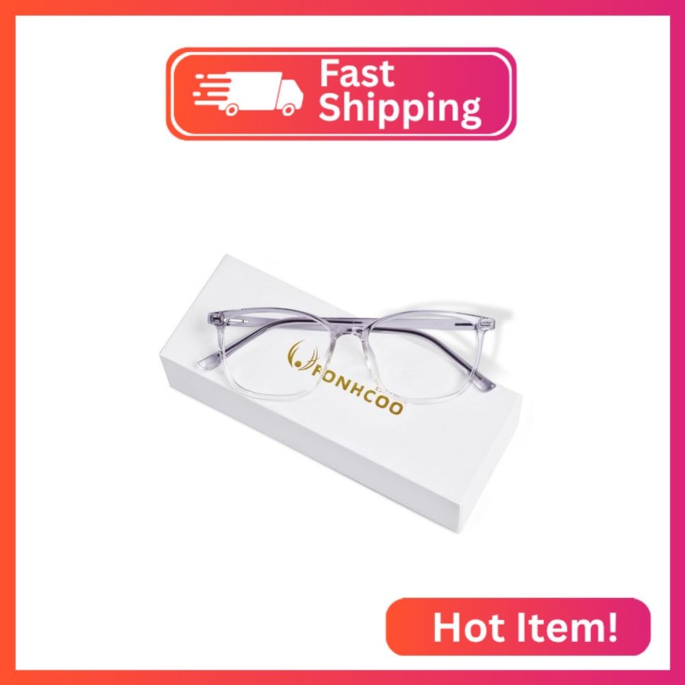 FONHCOO Blue Light Blocking Glasses Women Men TR90 Fashion Frame Computer Blue L