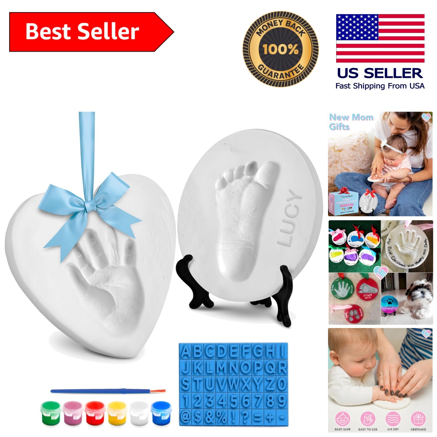Complete Baby Footprint Craft Kit - 15 Pieces for Cherished Holiday Memories