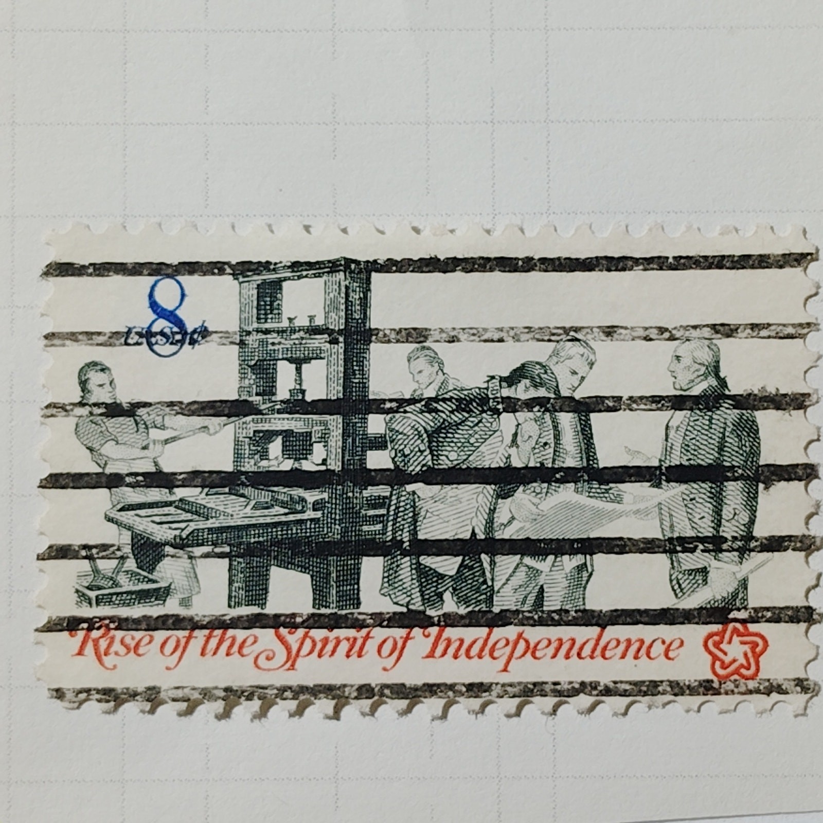 1973 US Postage Stamp Scott #1476 8c Spirit of Independence Printer Canceled