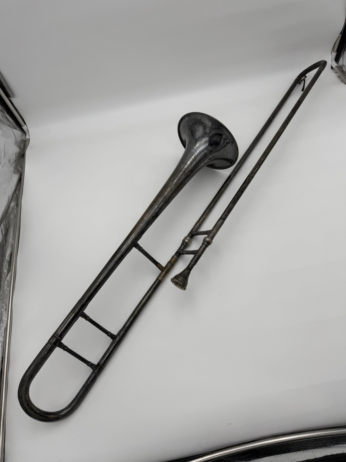 Silver Buescher Grand Trombone (True Tone Silver) With Getzen Mouthpiece No Case