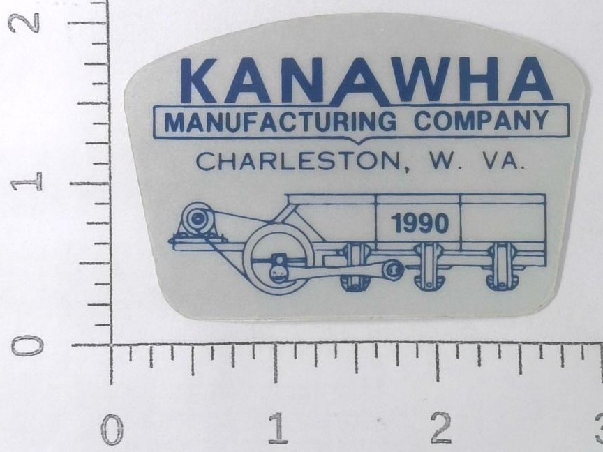 1990 Kanawha Manufacturing Co Charleston West Virginia Coal Mining Sticker Decal