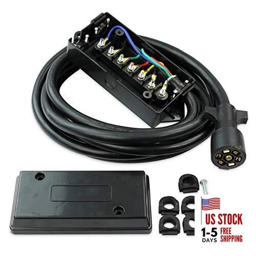 Heavy Duty 7 Way Plug Inline Trailer Cord with 7 Gang Junction Box - 12 12-Foot