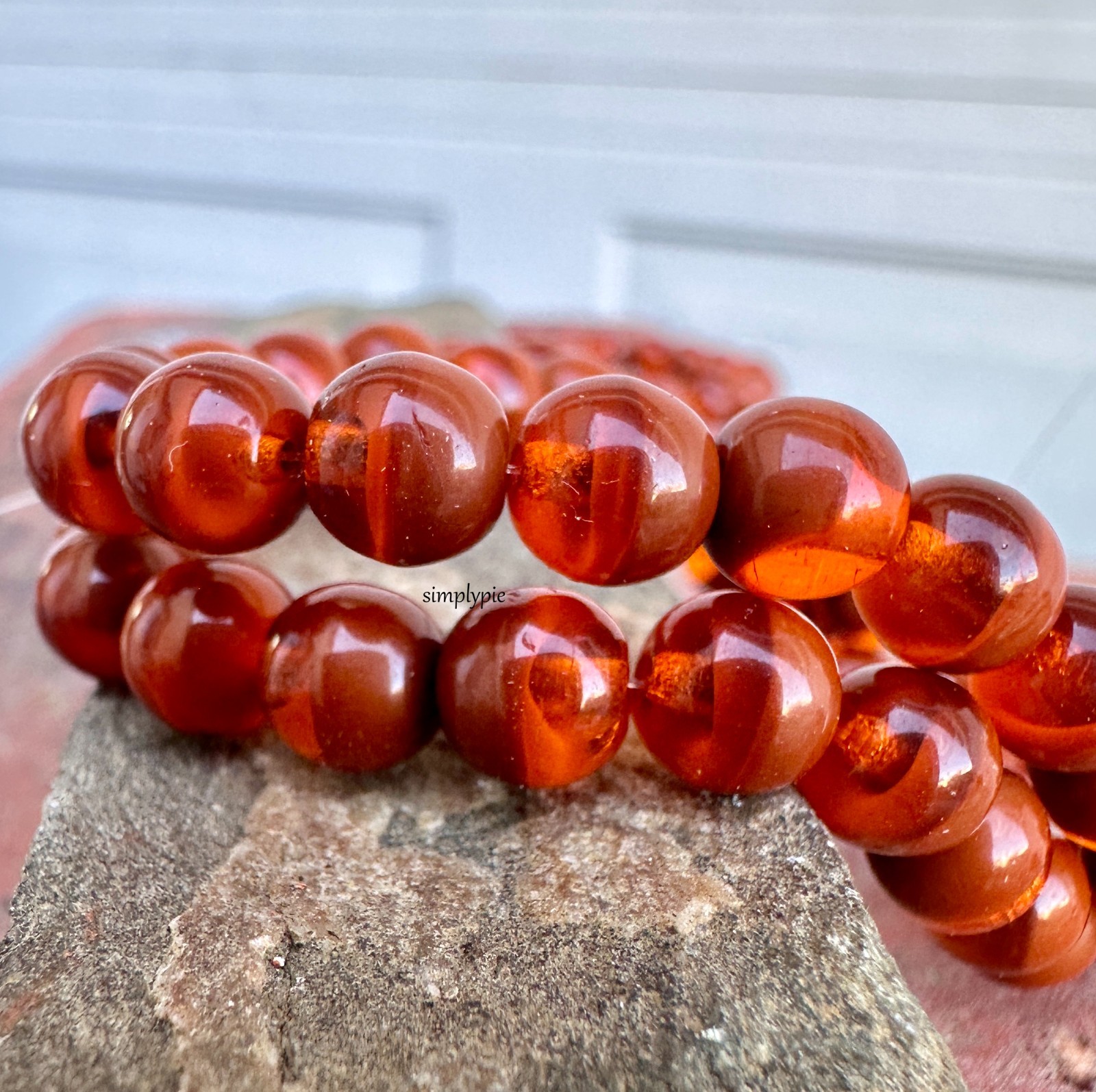 Orange Brown Czech Glass Beads 6mm 25 Pcs Druk Smooth Round Beads #GAR