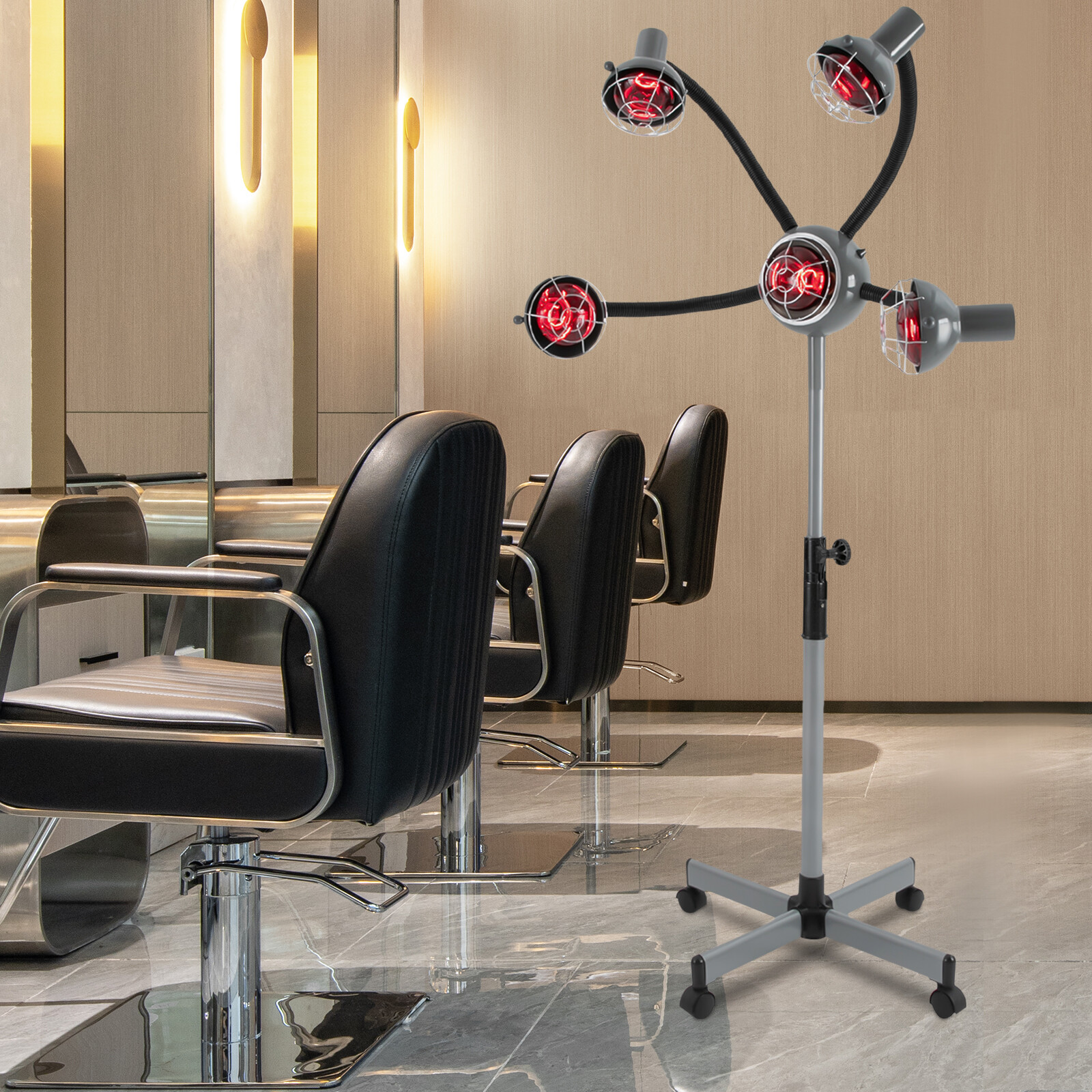 750W 5 Head Salon Infrared Heat Lamp Hairdressing Heater Styling Perming Dryer