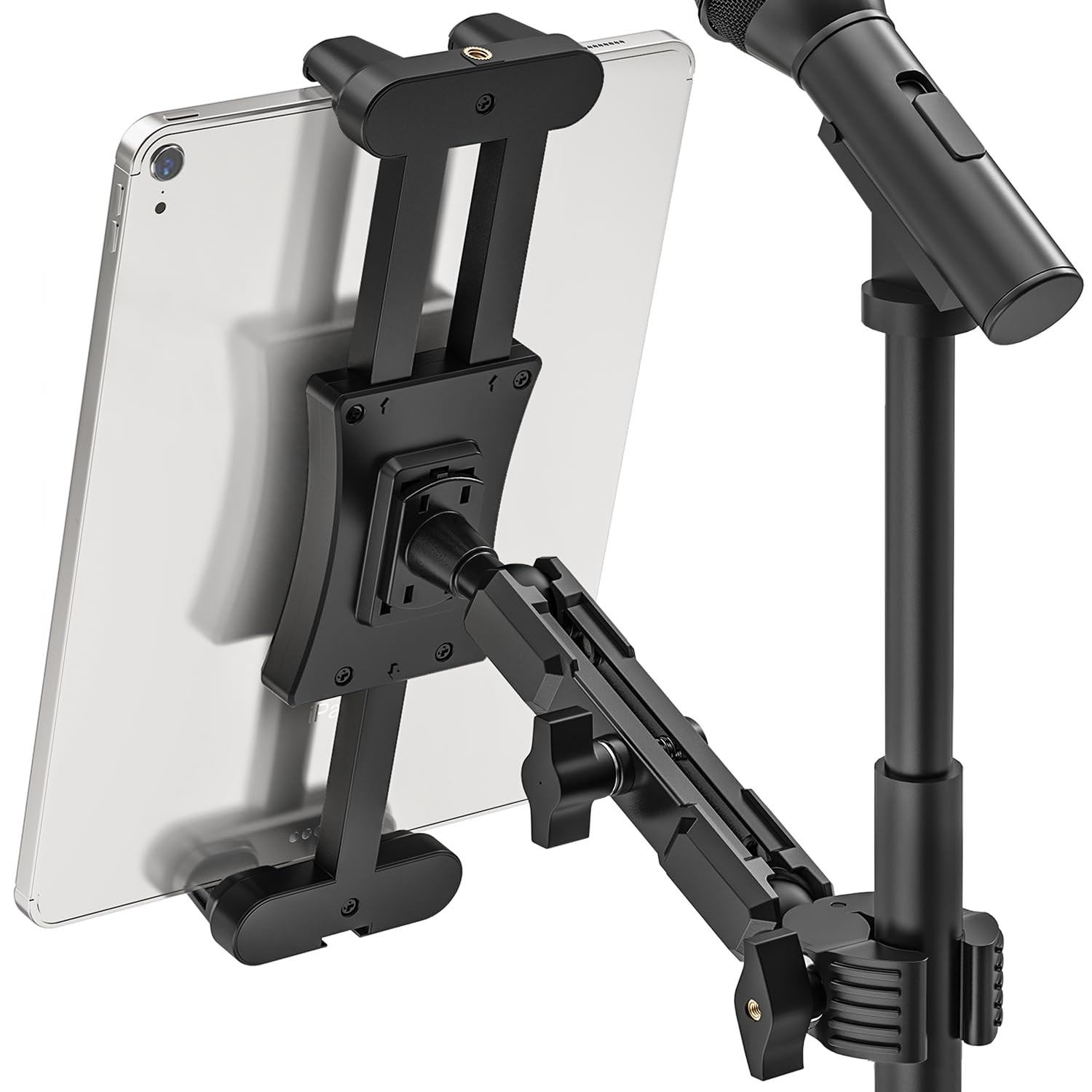 iPad Mic Stand Mount, 360° Rotation Tablet Holder for Microphone Music Stand... 