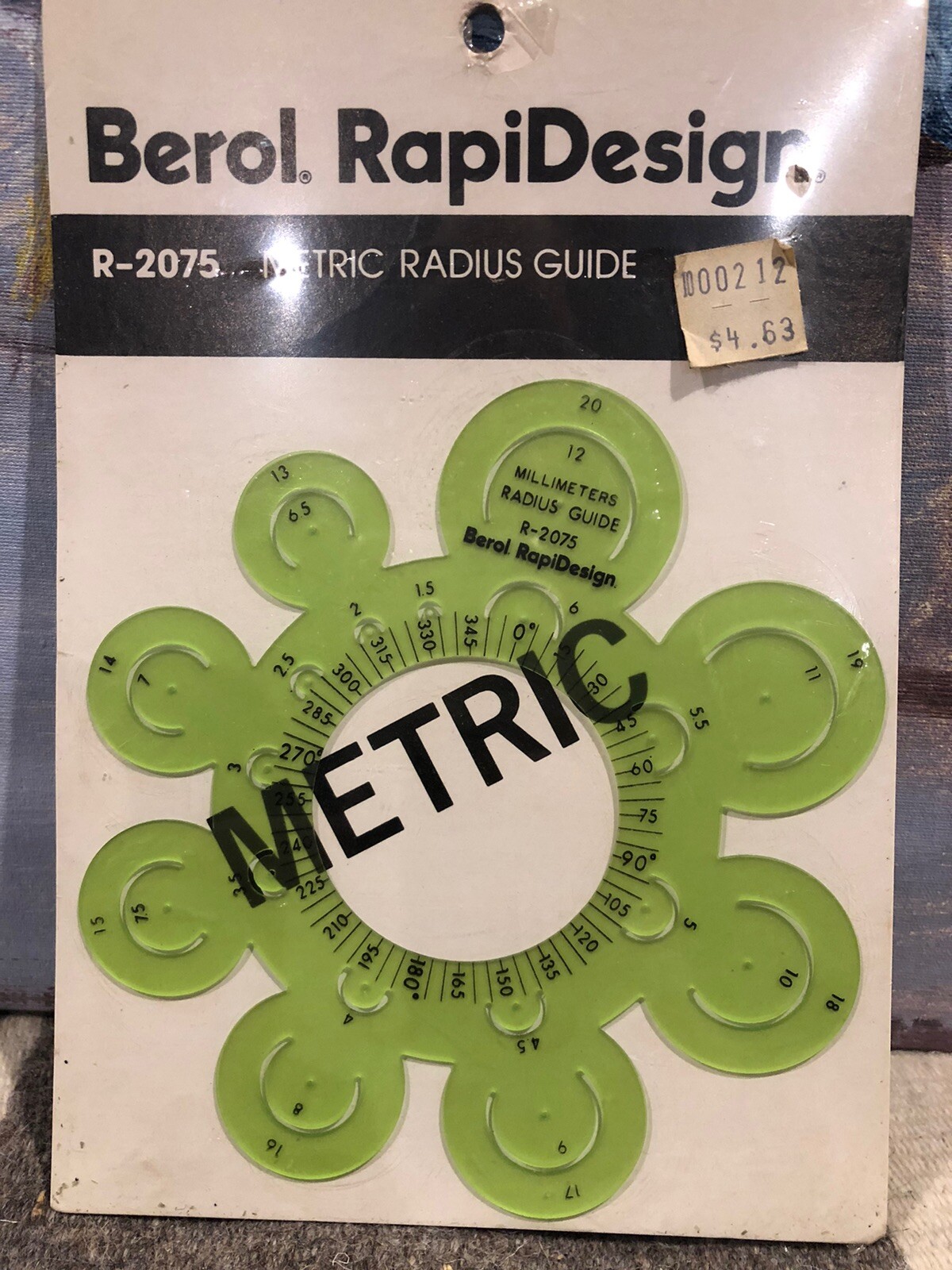 NOS BEROL RAPIDESIGN R-2075 VINTAGE NOS METRIC RADIUS GUIDE 3 AVAILABLE 