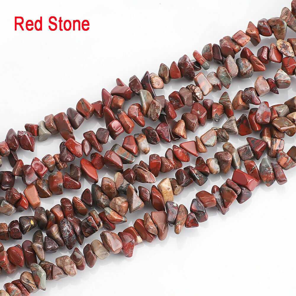 10 String（10X34"）Red Stone Natural Gemstone Chips Beads for Jewelry Making 5-8mm