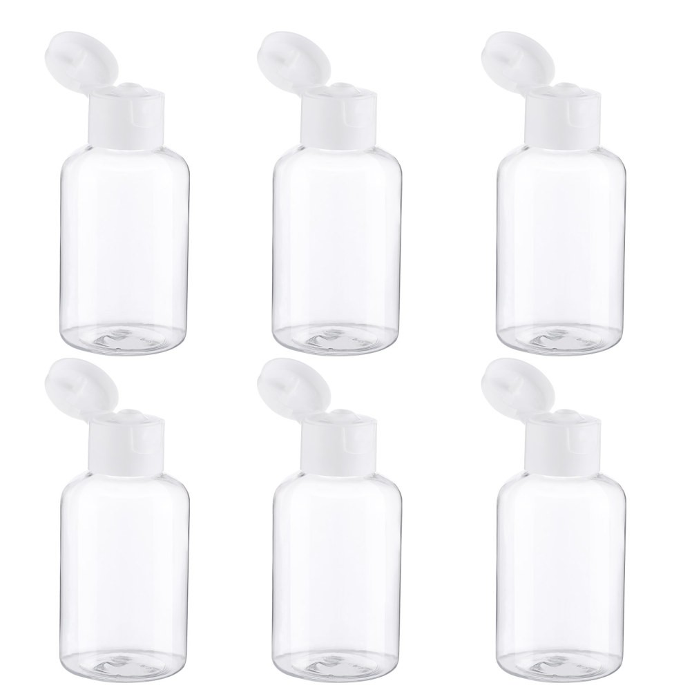 6 Pcs Refillable Plastic Travel Bottles Leak Proof Empty Liquid Containers 50 ML