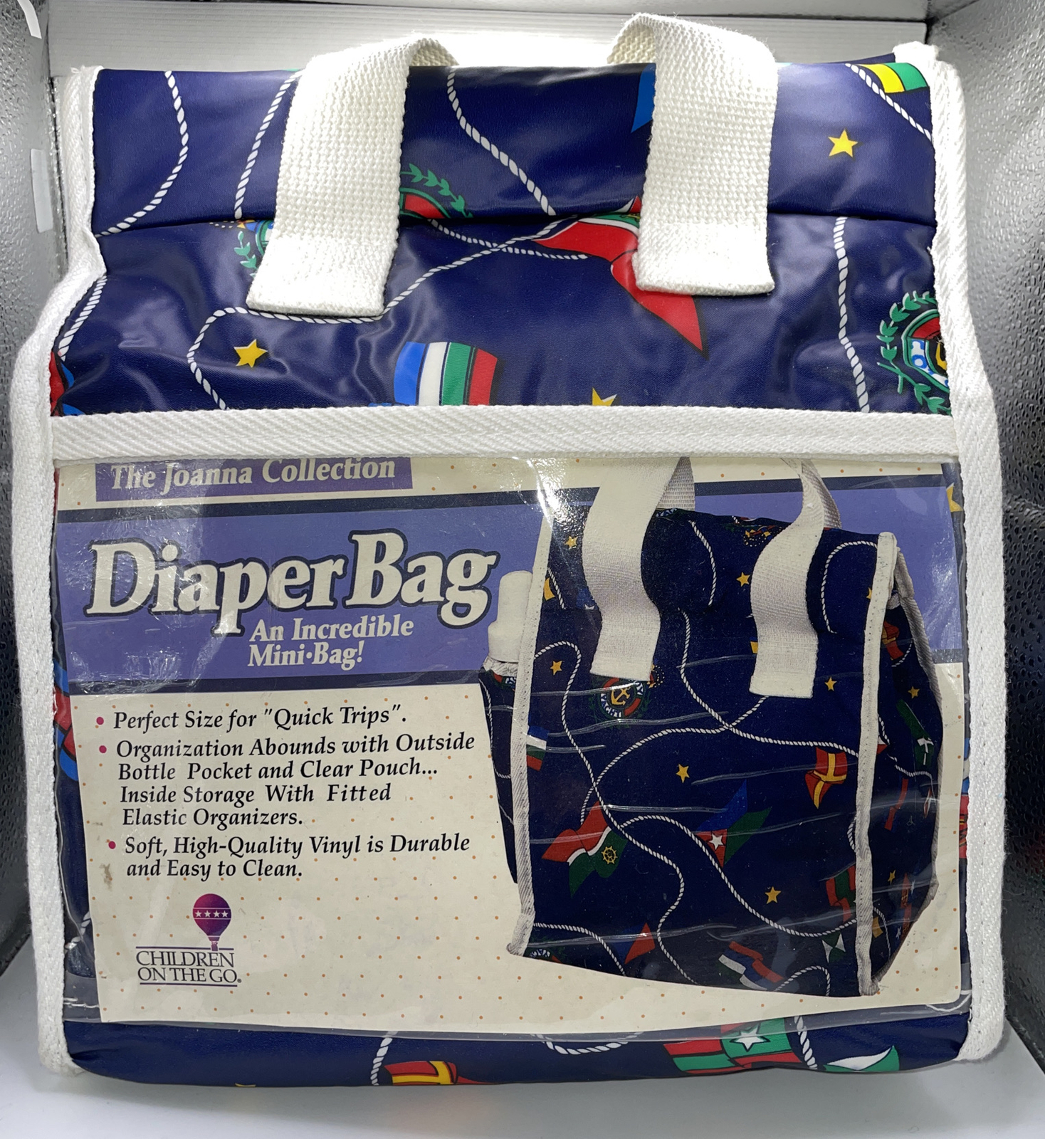 Vintage 90s CHILDREN ON THE GO Navy Joanna Collection Diaper Bottle Mini Bag