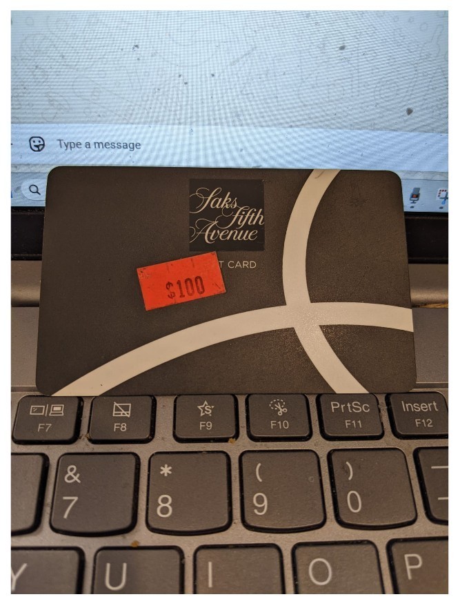 SAKS FIFTH AVENUE MERCHANDISE GIFT CARD - $100