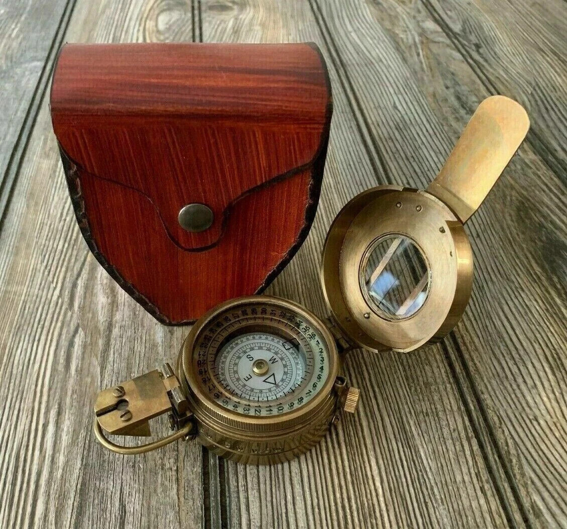 Antique Vintage Solid Brass WWII Military Pocket Compass GiftFor X-Mass