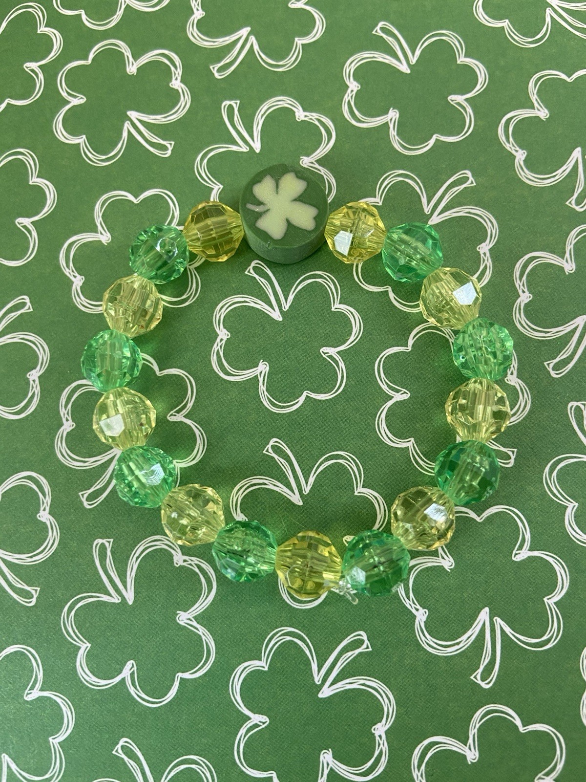 St Patrick Bracelet Shamrock Bracelet Beaded Bracelet Girls Kids Jewelry Gifts