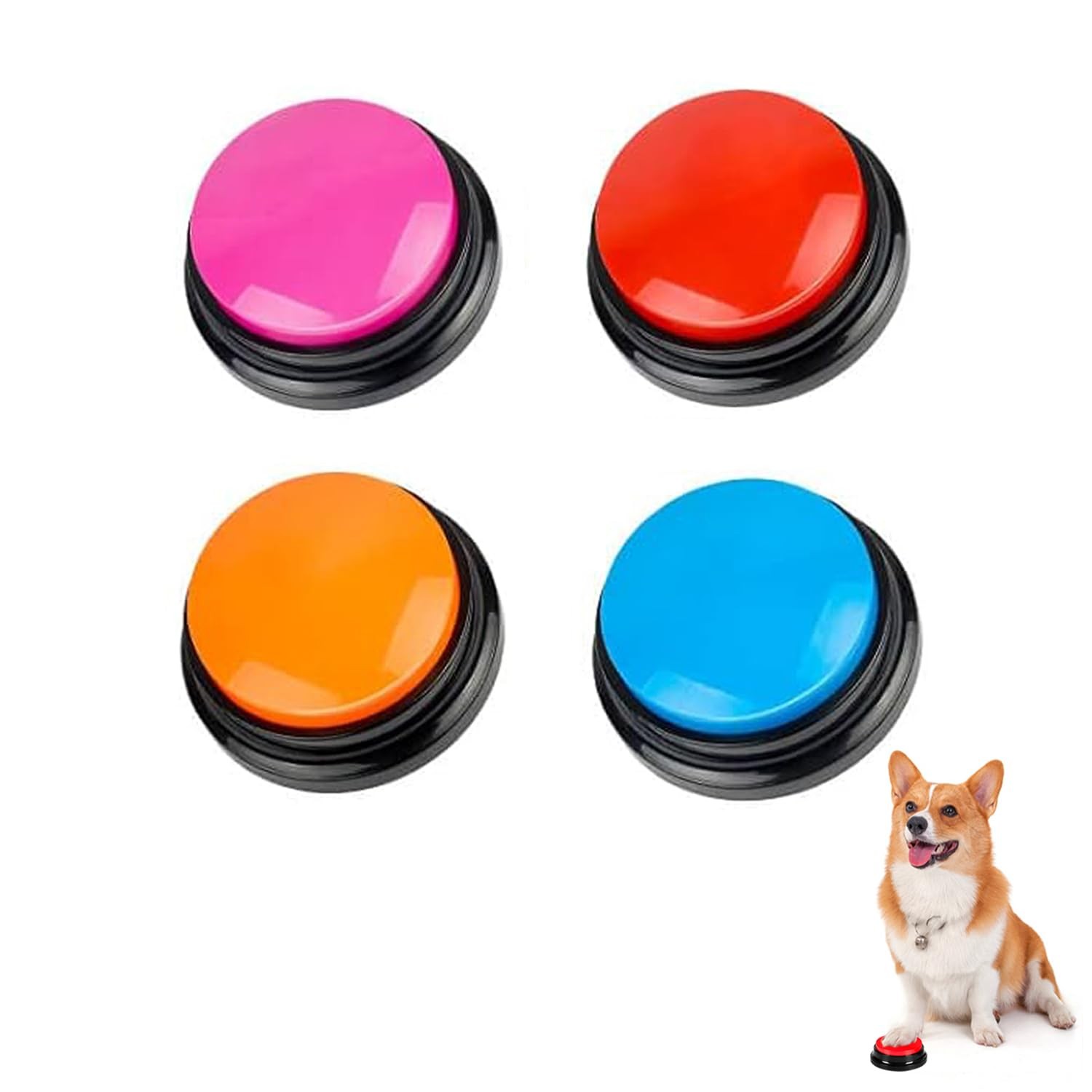 BoArt 4-Pk Voice Recording Button 30s Playback Pet Training Buzzer Dog Cat