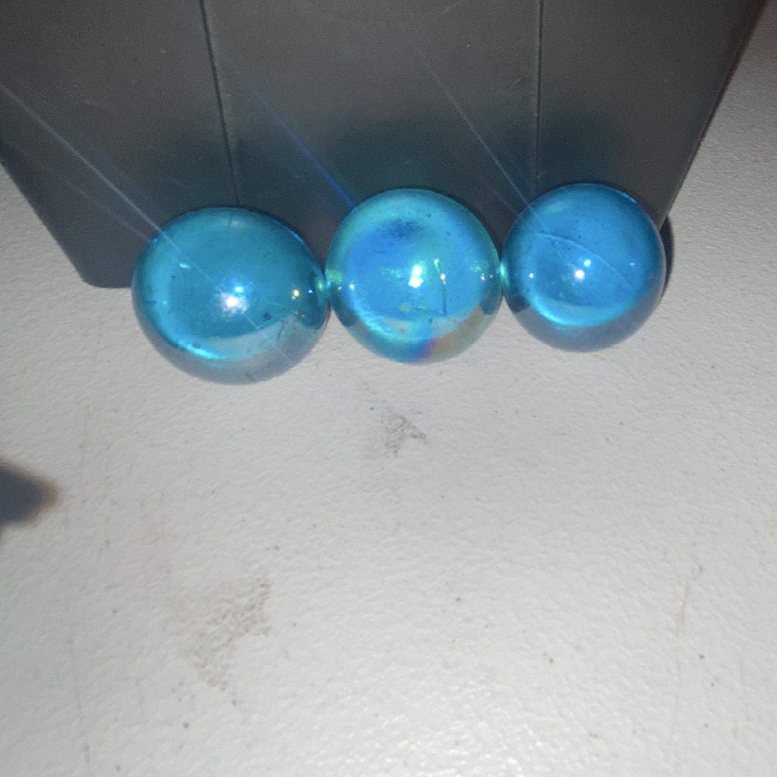 Blue Glass Toy Marbles Set of 3 Collectible Decorative Vintage Glass Style